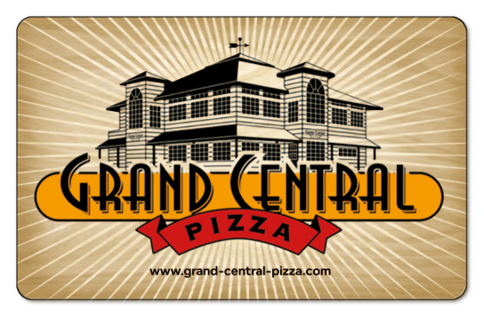 grand central house logo on a striped tan background